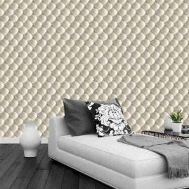 Imagem de Papel De Parede Couro Moderno Cabeceira Quarto Lavável Vinil Branco Of