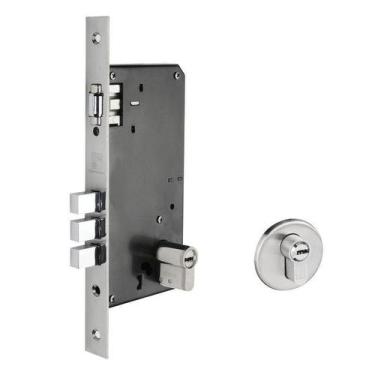 Imagem de Fechadura Rolete 03 Pinos Redonda Escovada Ci 7cm Multiponto - Fortezz