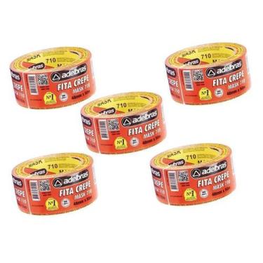 Imagem de KIT 5 FITA CREPE ADESIVA MASK MASCARAMENTO 710 48mm X 50 m ADELBRAS