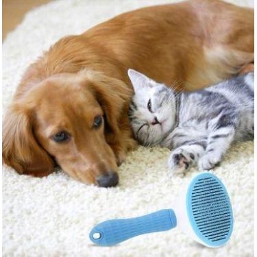 Imagem de Escova Pelos Pet Rasqueadeira Automatica Gato Cachorro Pets Auto Limpa