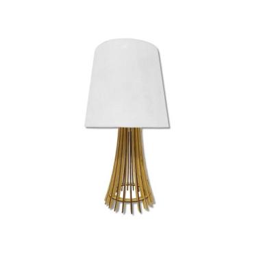 Imagem de Abajur Luminária Quarto Casa Decoração Enfeite Cabeceira -M-Dourado-Ta
