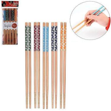 Imagem de 5 Pares de Hashi De Bambu Para Alimentos Comida Japonesa Oriental - Ze