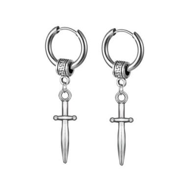 Imagem de par de brinco  argola aço inox prata masculino coreano - KC STORE