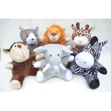 Imagem de Bichos de pelúcia velboa animais safári floresta selva 30 cm leão zebr