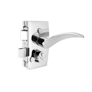 Imagem de Fechadura c/ Maçaneta e Capa 1520 Porta Vidro/Alvenaria Cromada - AROU