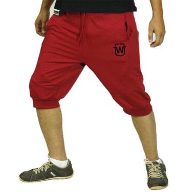 Imagem de Bermuda de moleton wooks masculina skinny fitness, Vermelho, P