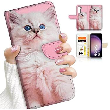 Imagem de Para Samsung S24, para Samsung Galaxy S24, capa de telefone carteira flip projetada, A24614 gato gatinho branco 24614