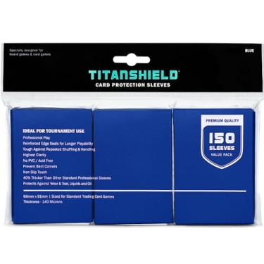 Imagem de TitanShield (150 mangas/azul tamanho padrão jogo de tabuleiro protetor de baralho para MTG, coleção de beisebol, Dropmix
