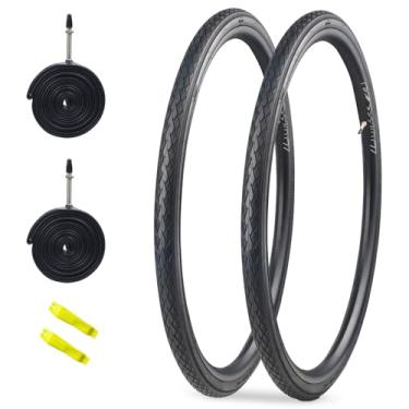 Imagem de MAKELEN Pacote com 2 pneus de bicicleta de estrada 700 x 35c pneu de bicicleta de cascalho pneu de bicicleta cidade preto compatível com pneu de bicicleta de substituição