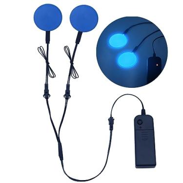 Imagem de YnGia Olhos de LED para máscara esqueleto fantasma gato preto aranha abóbora árvore assustadora, painéis EL luz para cosplay DIY decoração de festa temática (azul, 50 mm)