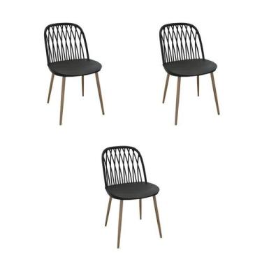 Imagem de Kit 3 Cadeiras Ariane Preta Polipropileno - Rivatti