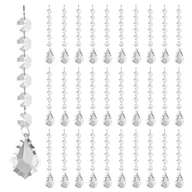 Imagem de Pacote com 100 cristais pendurados – enfeites pendentes de prismas de acrílico transparente para árvore de Natal, centros de mesa, lustre, janela e decoração de casa, ideal para casamentos, decorações