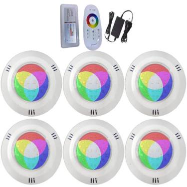 Imagem de Kit 06 REFLETOR LED PISCINA HIPER LED 15W ABS RGB ROSCA - Brustec
