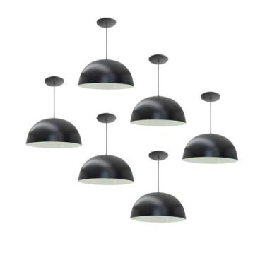 Imagem de Kit 6 Luminária Pendente Meia Lua 24cm Com Interior Branco Brilho Fiaç
