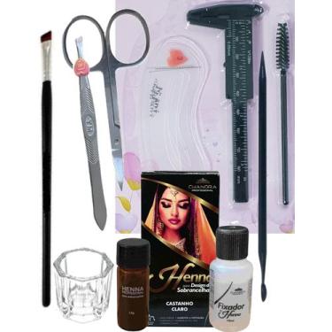 Imagem de kit designer sobrancelhas profissional henna chandra Pinça Tesoura Pal