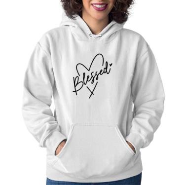 Imagem de Moletom Feminino Blessed Heart - Foca na Moda, Branco, P