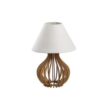 Imagem de Abajur Decorativo De Mesa Com Cúpula Em Tecido Enfeites - Mdf Store