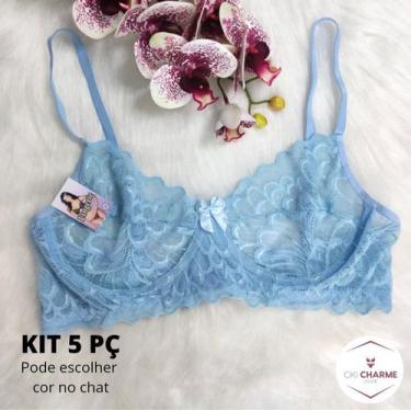 Imagem de Kit 5 sutian sutiã de renda com aro de metal sem bojo (kit 5 kaylane) 