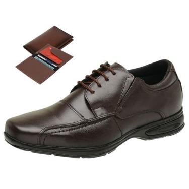 Imagem de Sapato Social Preto Esporte Fino Cadarço Com Carteira - Gmm Shoes, Mar