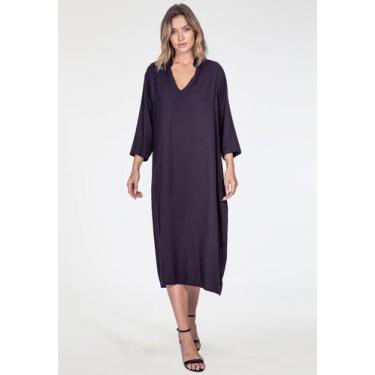 Imagem de Vestido Midi Viscose Manga 3/4 Preto - Amazonia Vital