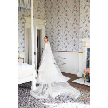 Imagem de Véu de Noiva 2 Camadas 5 Metros Branco Liso com Pente V25 - Milly - O 