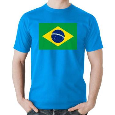 Imagem de Camiseta Algodão Bandeira Brasil - Foca na Moda, Azul, GG
