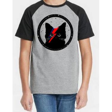 Imagem de Camiseta Infantil David Bowie Black Cat - Alternativo Basico, 8 / Cinz