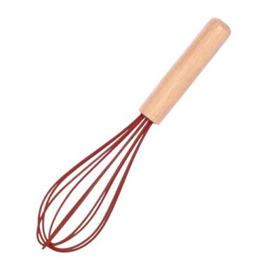 Imagem de Fuê Batedor de Ovos Bolo Clara Massas Fouet Silicone Cabo Madeira - Fl