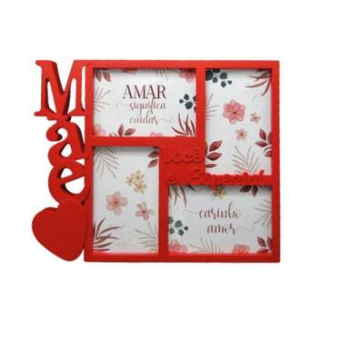 Imagem de Porta retrato de plástico mãe para 4 fotos 10x15 vermelho - FWB