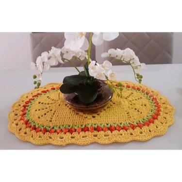 Imagem de Centro de Mesa Tulipas / Caminho de Mesa de Crochê / Toalha de Mesa Crochê Oval / Centrinho de Crochê Oval Decoração Cas