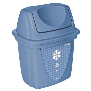 Imagem de Lixeira basculante para pia decorada 4,9 litros azul Plasutil ref.3731