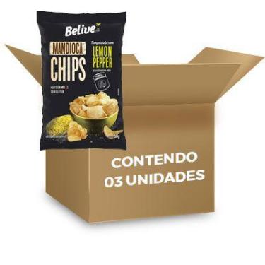 Imagem de Mandioca Chips Lemon Pepper Sem Glúten Belive contendo 3 pacotes de 50