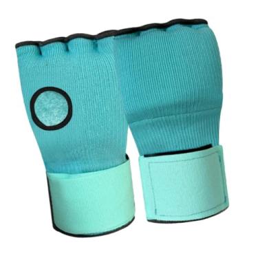 Imagem de menolana Gel boxe mão envolve luvas internas respirável ajustável meio dedo luvas com alça de pulso longa para karate sparring mma, Verde