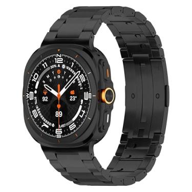 Imagem de LDFAS Para Galaxy Watch Ultra 2025, pulseira de relógio de metal de titânio com fivela oculta, estilo clássico, compatível com Samsung Galaxy Watch 7 Ultra de 47 mm, Preto, 47mm