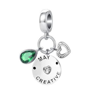 Imagem de OutstandLong Pingente de feliz aniversário de 12 meses de janeiro a dezembro compatível com pulseiras Pandora Charms, Metal, Sem Pedra Preciosa