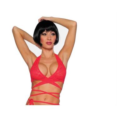 Imagem de BODYZONE Top feminino de renda, Vermelho, Tamanho Único
