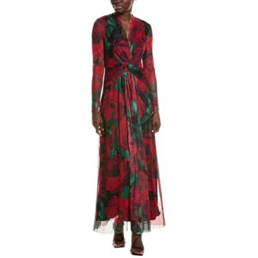 Imagem de Anne Klein Vestido longo feminino torcido na frente, Vermelho Ticiano Multi, 44