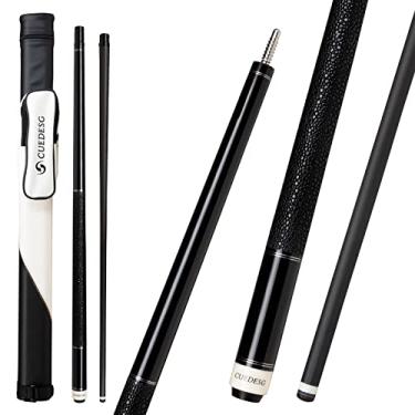 Imagem de CUEDESG Taco de sinuca de fibra de carbono 10,5 mm/11,8 mm/12,5 mm, bastão de sinuca de baixa deflexão, bastão profissional com estojo... (envoltório de couro preto_12,5 mm)