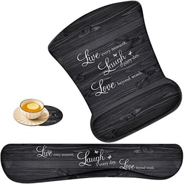 Imagem de Almofada de descanso de pulso para teclado e mouse pad ergonômico conjunto de descanso de pulso (com copo), base antiderrapante e com espuma de memória para facilitar a digitação e alívio da dor no