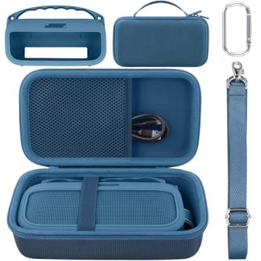 Imagem de co2CREA Capa rígida e de silicone de substituição para alto-falante portátil Bose SoundLink Flex 2ª geração/Bose SoundLink Flex Bluetooth, capa protetora com mosquetão e alça de ombro (capa azul do