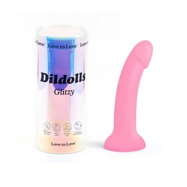 Imagem de Dildo em Silicone Dildolls LoveToLove Fluorescente 14cm x 3,6cm 250g com Base p/Grudar ou Cinta Harness Dildo em Silicone (GLITZY)