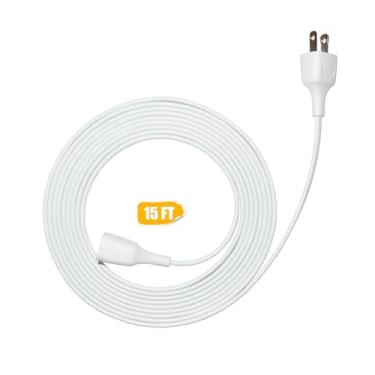 Imagem de Jplenty Cabo de extensão branco de 4,5 m fino para uso interno e externo com plugue único - ideal para luzes de Natal, lâmpadas, câmeras, eletrodomésticos, modelo 002 (1 pacote não polarizado)