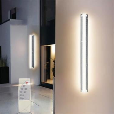 Imagem de Luminárias de parede externas solares com controle remoto, faixa longa de LED, luminária de parede de segurança solar, superbrilhante, moderna, minimalista, acrílica, alumínio, jardim, garag