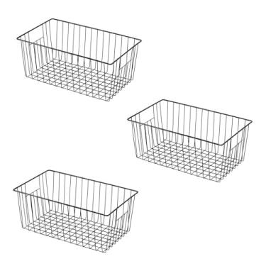 Imagem de Y.Z.Bros Recipiente de cestos organizadores de armazenamento de freezer mais largo de 16 "l x 12" w, caixa de arame de metal divisor de refrigerador vertical com alças embutidas para armário