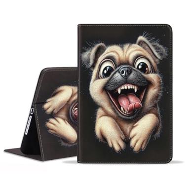 Imagem de stmedazm Capa para Samsung Galaxy Tab S9 FE 5G 10,9 polegadas/Galaxy Tab S9 11 polegadas 2023, capa dobrável de couro sintético premium com suporte para despertar/hibernar automático - Pug engraçado