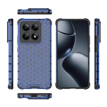 Imagem de Pzwoxukhov Capa compatível com Xiaomi 14T Pro 5G, compatível com Xiaomi 14T Pro 5G Honeycomb Anti-Drop Shock Absorbing Case Azul