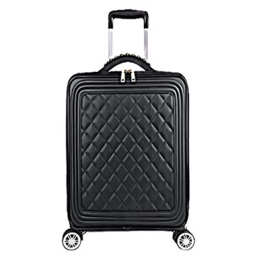 Imagem de Mala de transporte leve moderna, conjunto de bagagem de 61 cm, caixa de transporte universal, para viagem, 50 cm, versão coreana para mulheres, capa rígida para viagens, Bagagem apenas preta, 16"