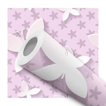 Imagem de Papel De Parede Adesivo Lavável Estrela Lilás Branco Quarto Infantil 1