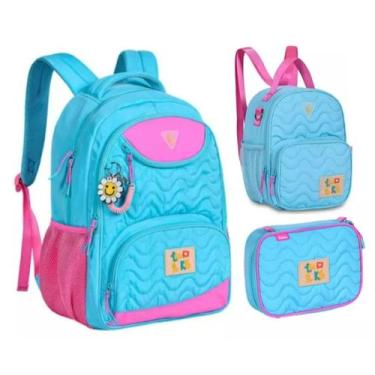 Imagem de Kit Mochila Costas Luluca Lulike Lancheira Estojo 2024 Azul - Clio Sty