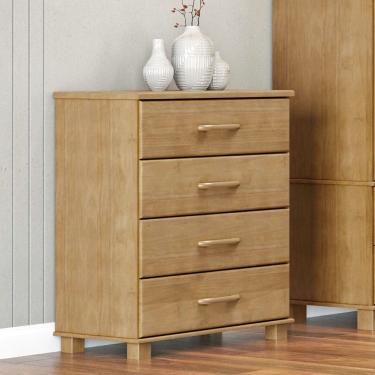 Imagem de Cômoda com 4 Gavetas e Pés Freijó Ouro Madeira Pinus - Finestra